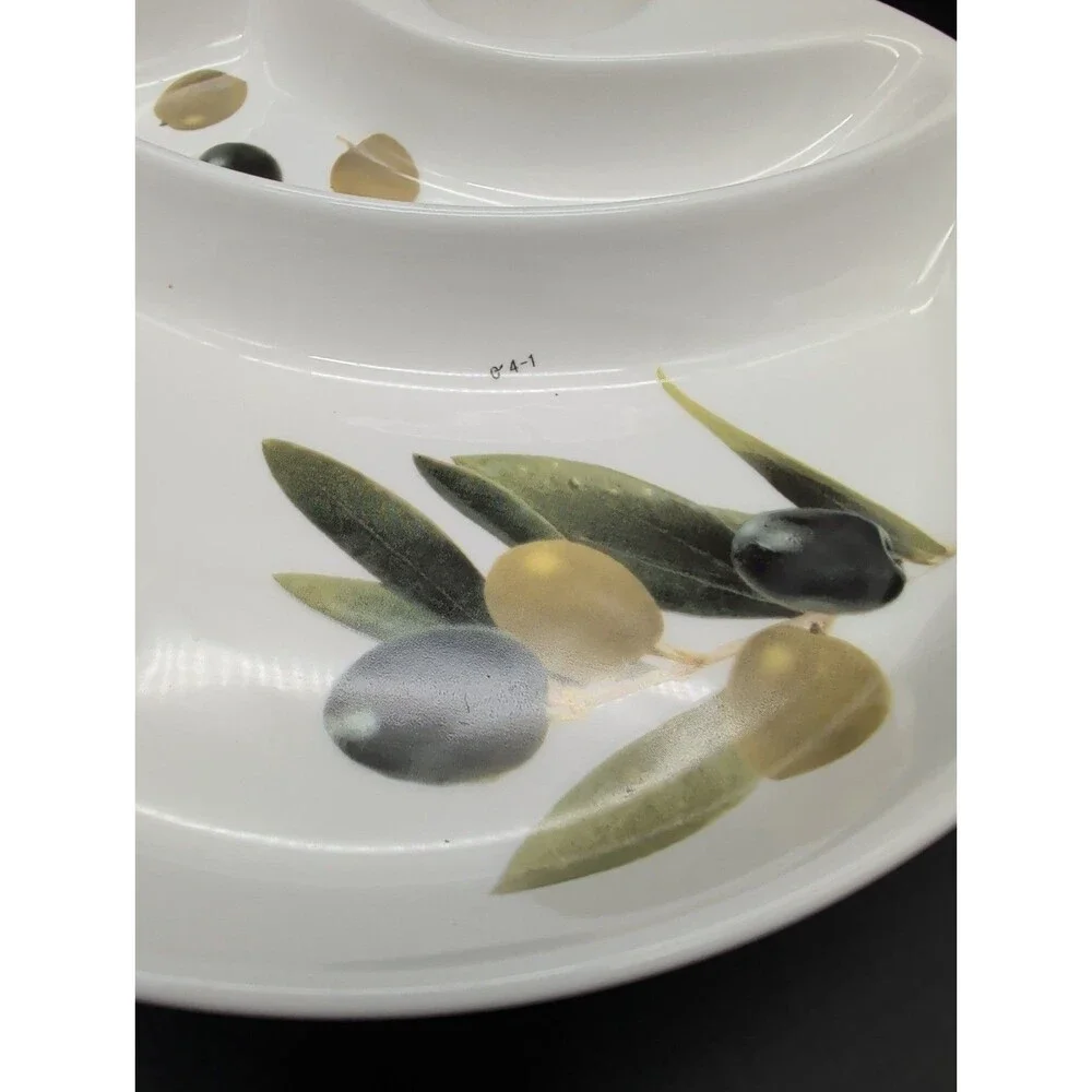 Easy Life Dora Papis Olive Collection Divided Ceramic Serving Platter Plate